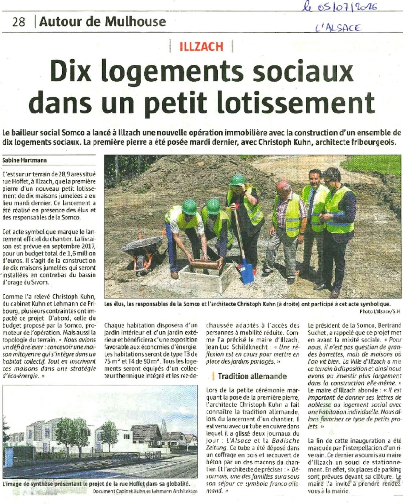 "Première pierre" d'une nouvelle résidence à Illzach